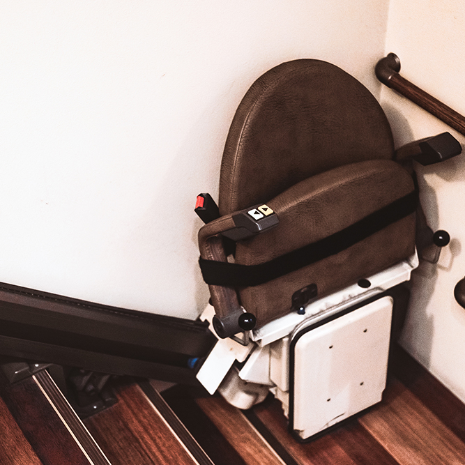 closed stairlift before replacement