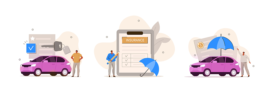 Auto insurance illustration of a characters buying